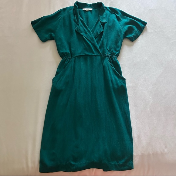 VTG Danny & Nicole New York | Teal Green Collared Dress w/ Big Pockets | Size 8 - Picture 13 of 16